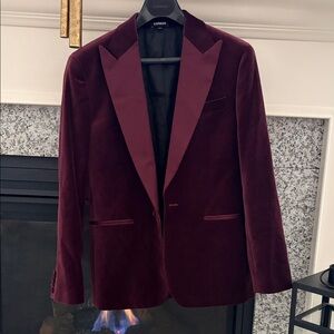Express Men's Deep Burgundy Velvet Blazer